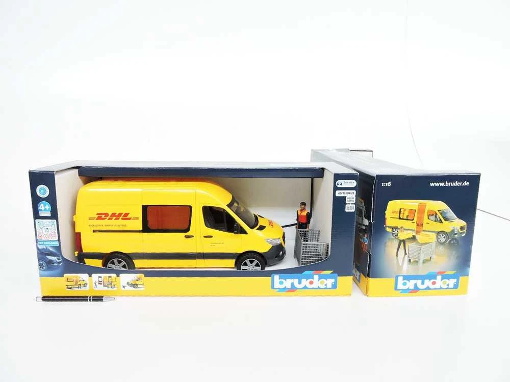 BRUDER 1:16 siuntų pristatymo furgonas MB Sprinter DHL su vairuotoju, 02671