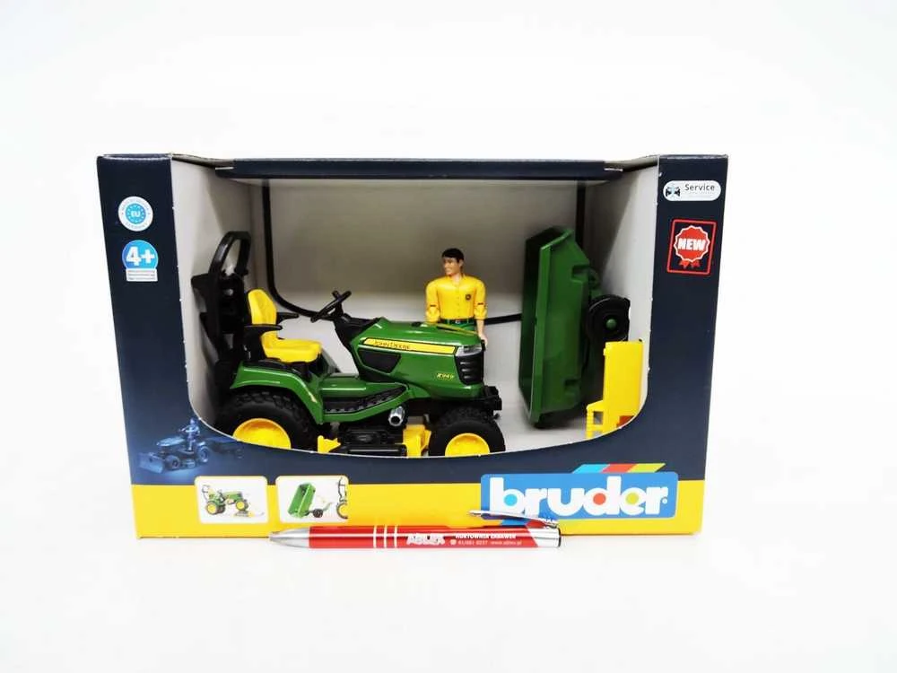 BRUDER traktorius John Deere Lawn su priekaba ir sodininku, 62104