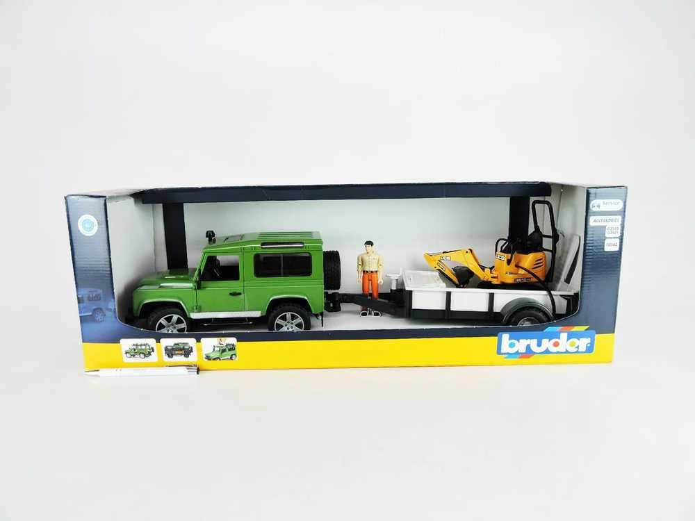 BRUDER sunkvežimis Land Rover ir eskavatorius su darbuotoju, 2593