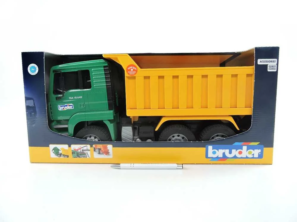 BRUDER sunkvežimis žalias su geltona priekaba, 02765
