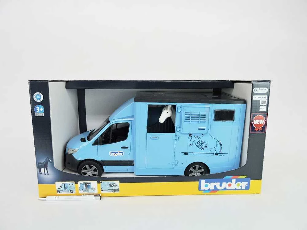BRUDER MB Sprinter gyvūnų vežėjas su arkliu, 02674