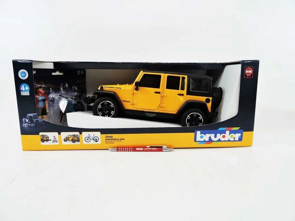 BRUDER automobilis Jeep Wrangler ir dviratininkas su kalnų dviračiu, 02543