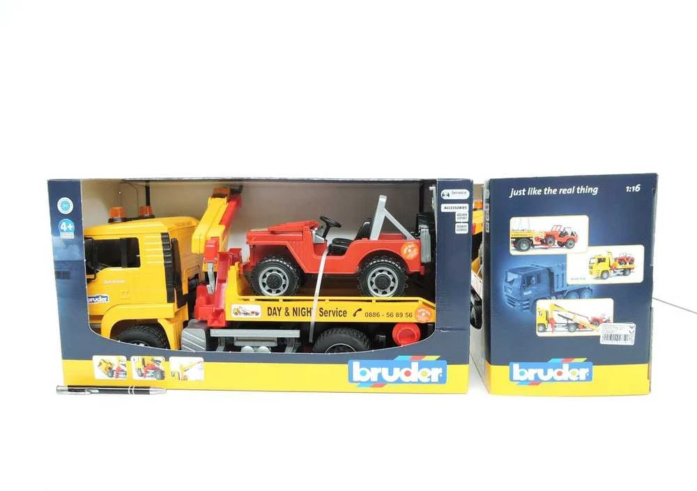 BRUDER sunkvežimis geltonas su raudonu džipu, 02750