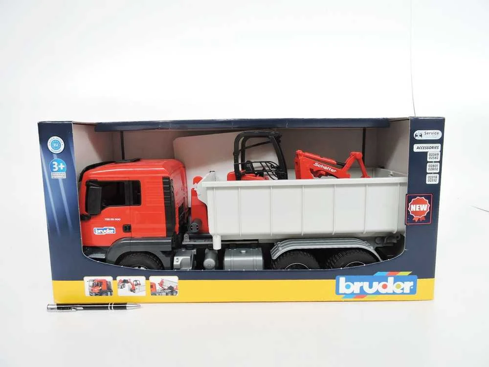 BRUDER 1:16 MAN TGS suknvežimis su konteineriu ir krautuvu, 03767