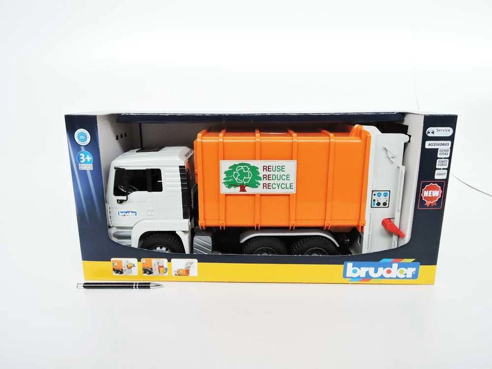 BRUDER 1:16 MAN TGA iš galo pakraunamas šiuksliavežis, 02772