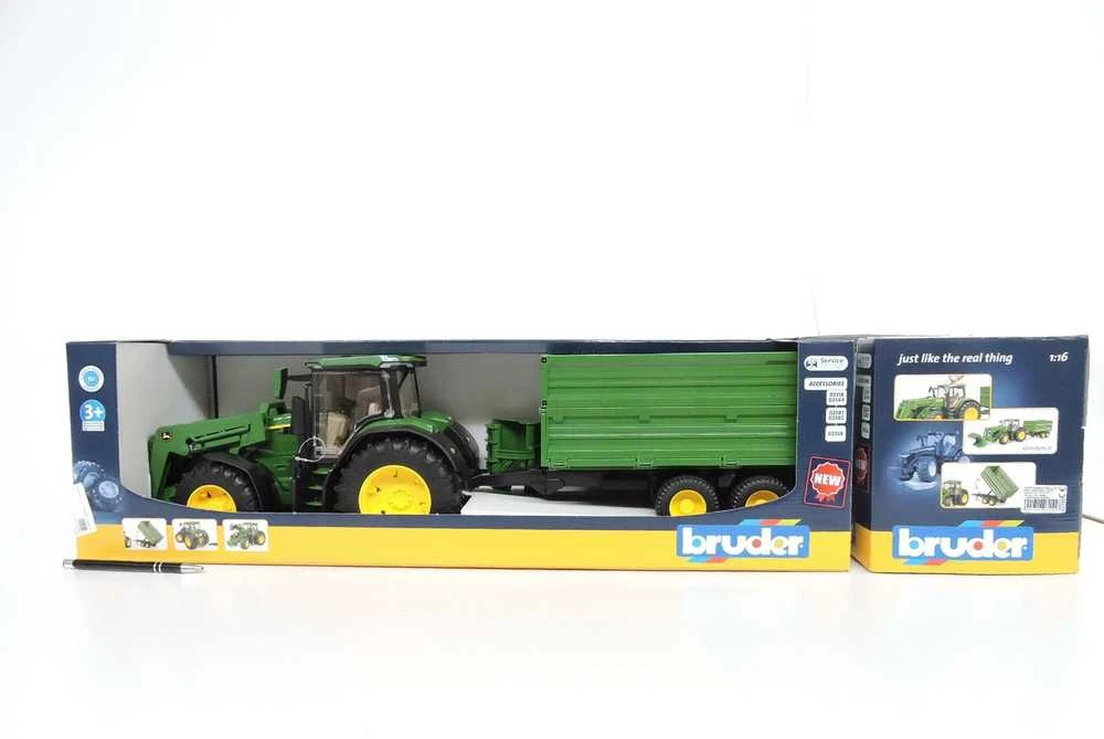 Traktorius su krautuvu ir priekaba Bruder 03155 John Deere 7R 350