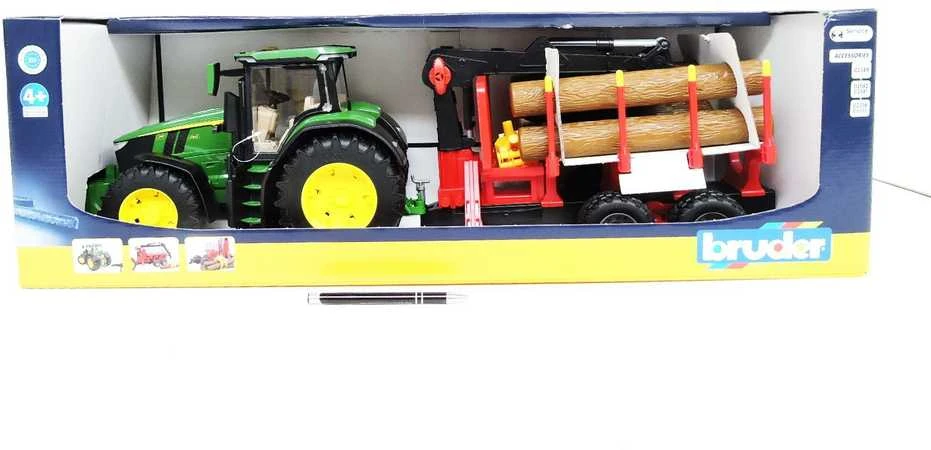 Komplektas Bruder John Deere 7R 350 su miško priekaba