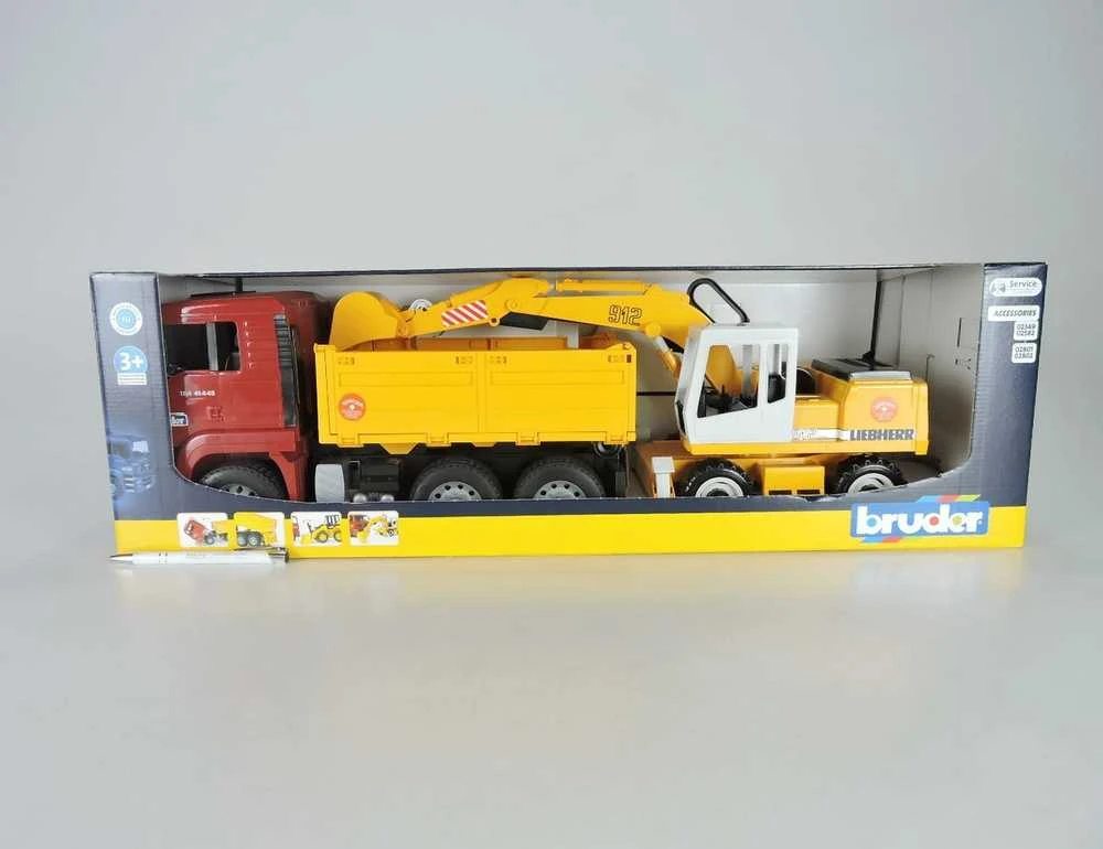 BRUDER statybinis sunkvežimis MAN TGA ir ekskavatorius Liebherr, 2751