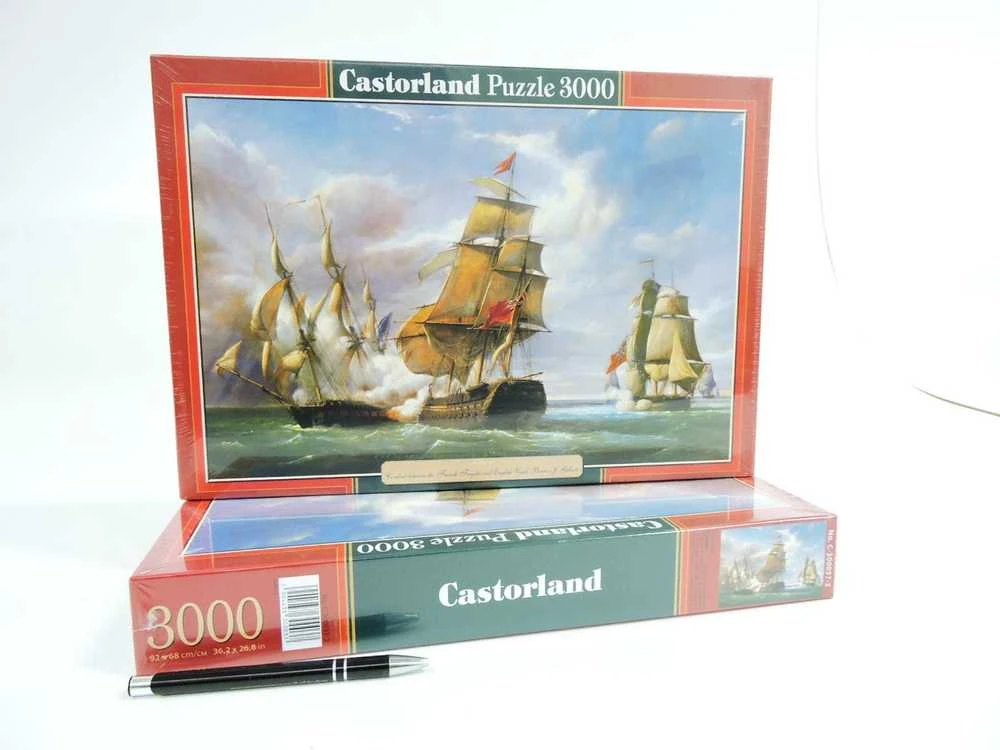 Castorland Dėlionė 3000 vnt. - Prancūzijos fregatos "La Canonniere" ir anglų laivo "The Tremendous" mūšis