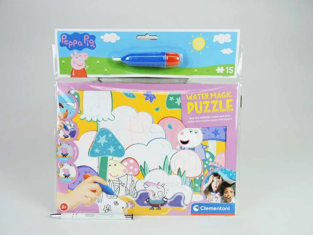 Vandeniu spalvinama dėlionė CLEMENTONI WATER REVEAL PEPPA PIG 15 det. 22469