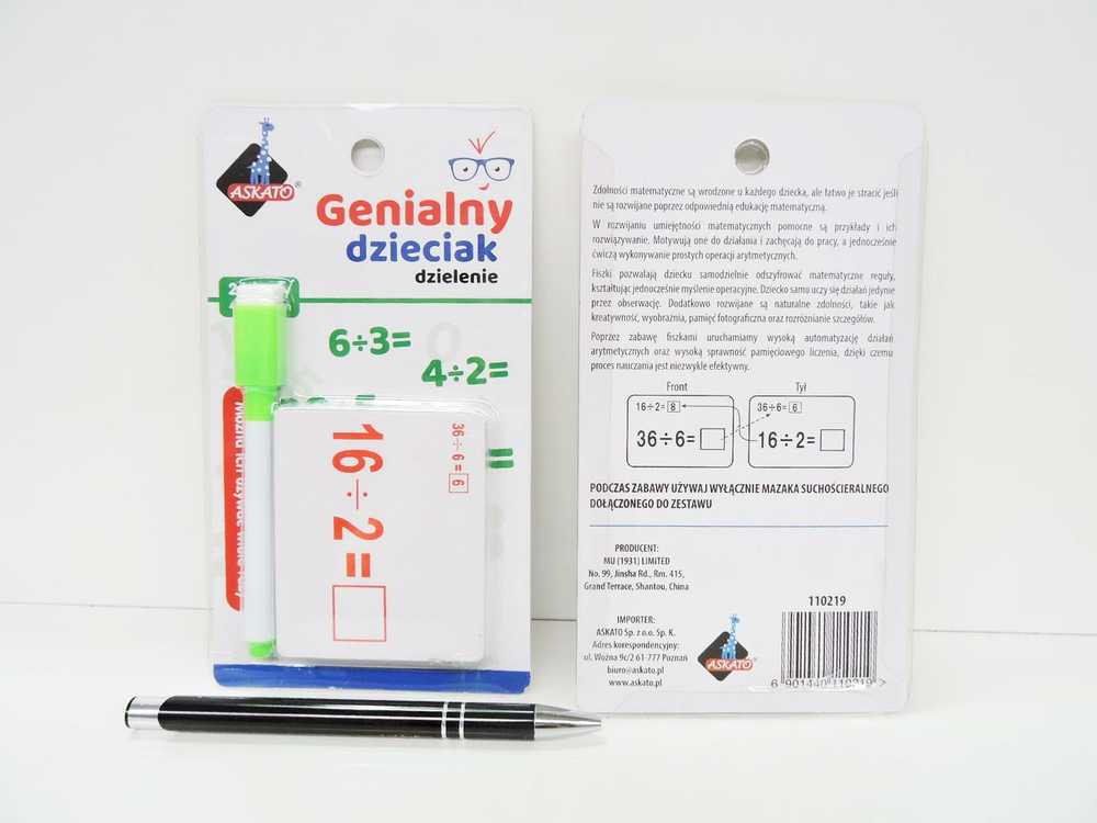 Geni vaikas - matematinio dalijimo kortelės - Askato