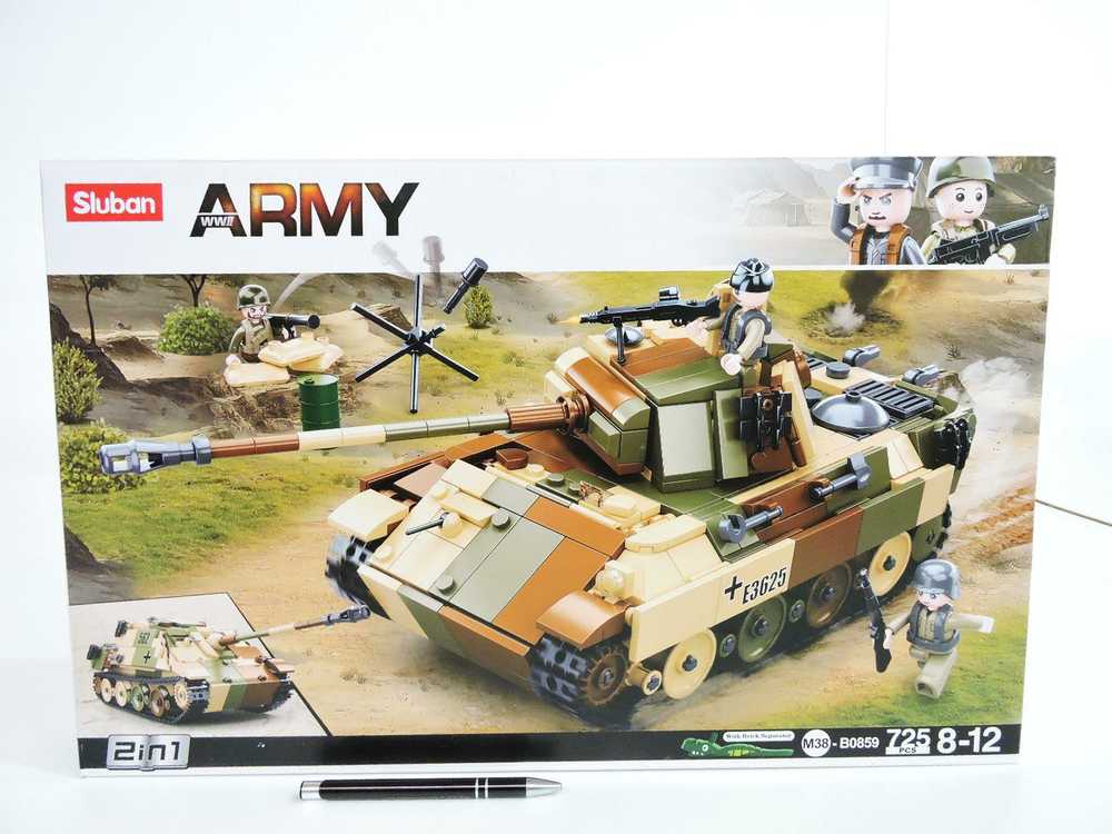 Vokietijos Panther Tank 725 El Modelis 2in1 Sluban Blocks Army Military B0859