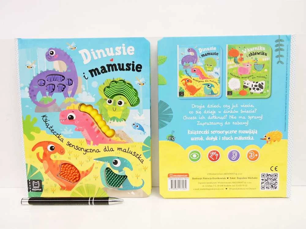 Aksjomat Knyga sensoryczna Dinusie i mamusie KS1051 – interaktyvi dinozaurų knygelė