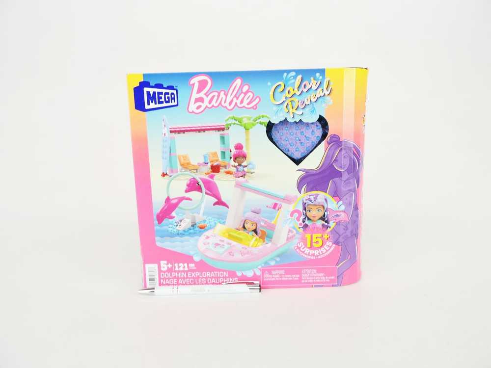 Mega Bloks Mattel 121 dalių MEGA Barbie spalvų atskleidimo blokeliai Nuotykių su delfinais už5425