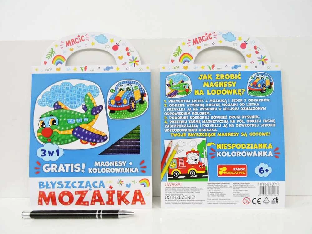 Teka *MOZAIKOS blizgus, TRANSPORTO PRIEMONĖS, 3in1, magnetai + putplastis