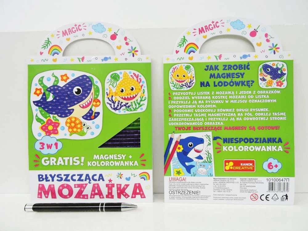 Ranok Rytinė blizgi mozaika 3in1 Spalvingi rykliai+grat.88979