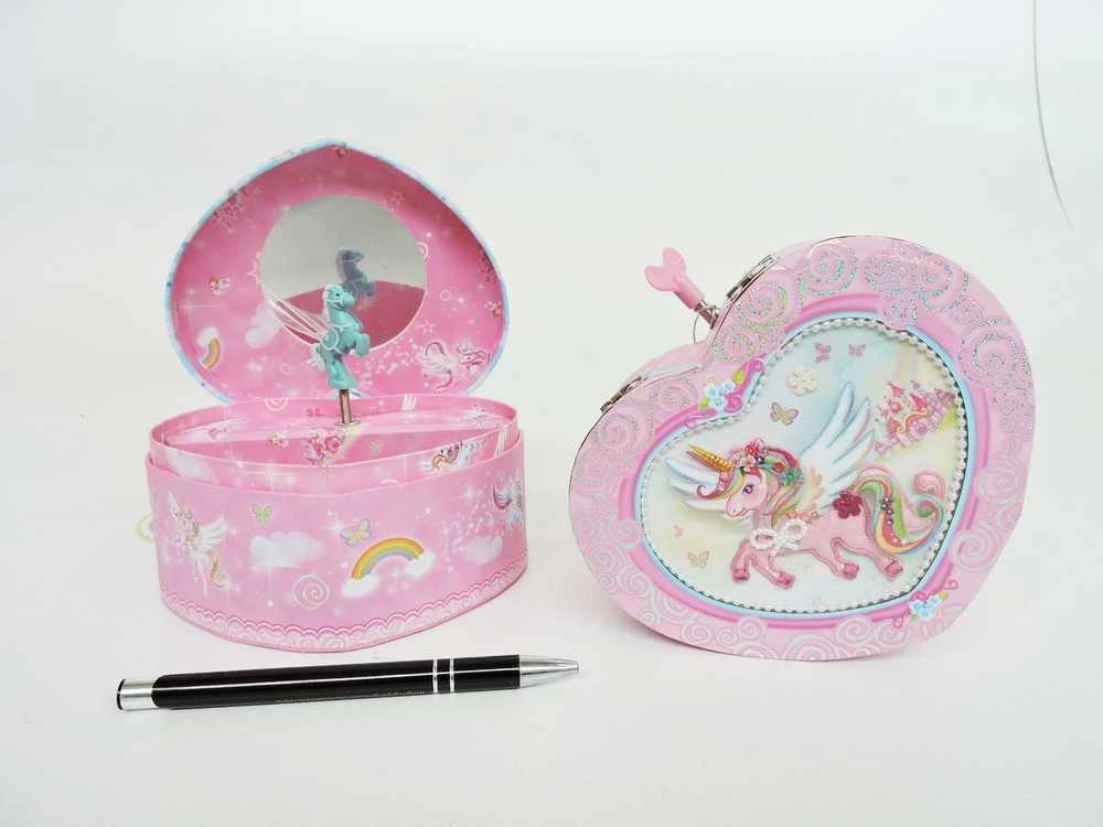 Pulio Pecoware Širdies formos Unicorn muzikinė dėžutė