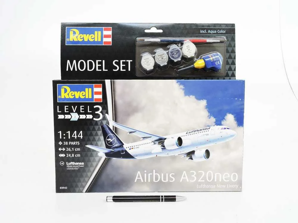 Revell Airbus A320neo Lufthansa dovanų rinkinys 1/144 – surenkamas modelis
