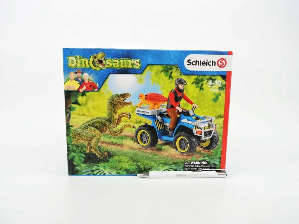 SCHLEICH „Dinosaurs“ Rinkinys - Pabėgimas Nuo Velociraptoriaus Keturračiu