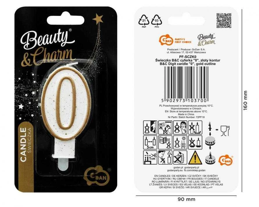 GoDan Skaičius žvakė su aukso sienos ir blizgesio - 0 - 1 pc. universalus