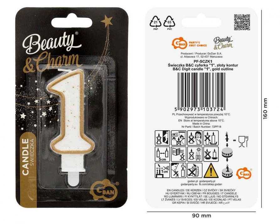 GoDan Candle DIGITAL 1-as gimtadienis, auksinis kontūras
