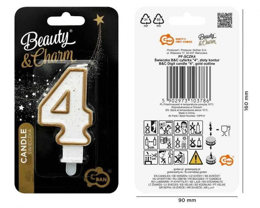 GoDan Candle DIGITAL 4 gimtadienis, auksinis kontūras