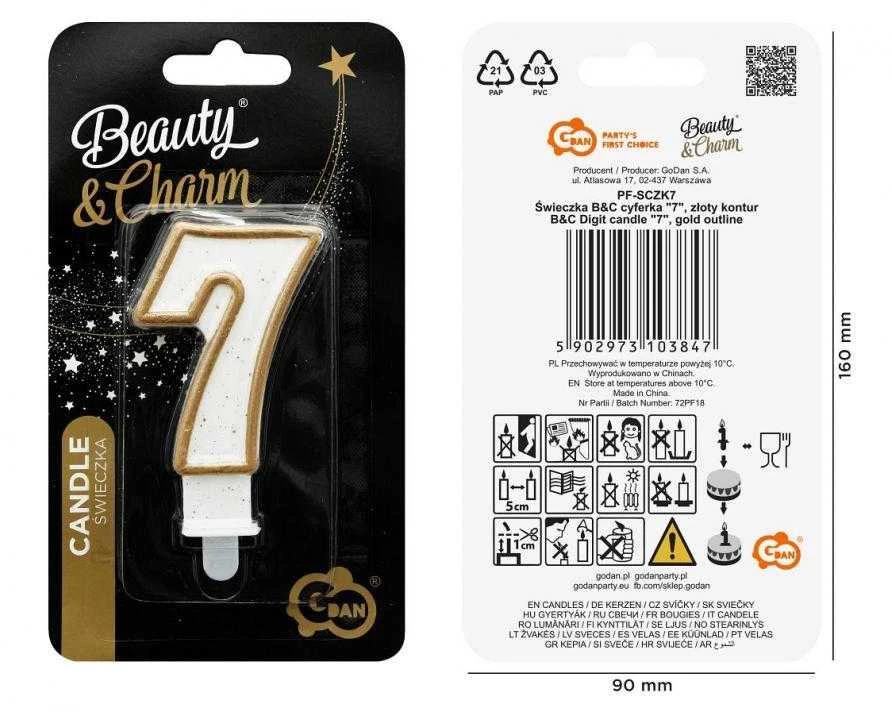 GoDan Candle DIGITAL 7 gimtadienis, auksinis kontūras
