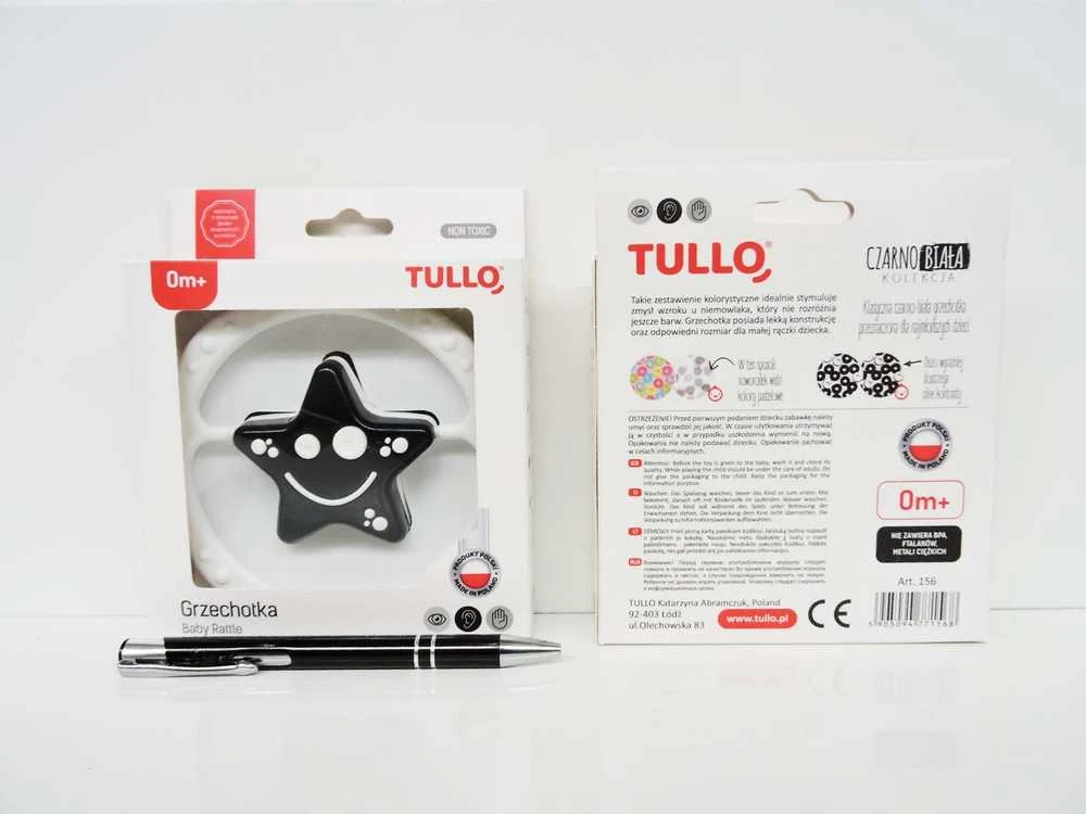 AM Tullo Tullo barškutis, juodas - baltas, žvaigždutė, 156