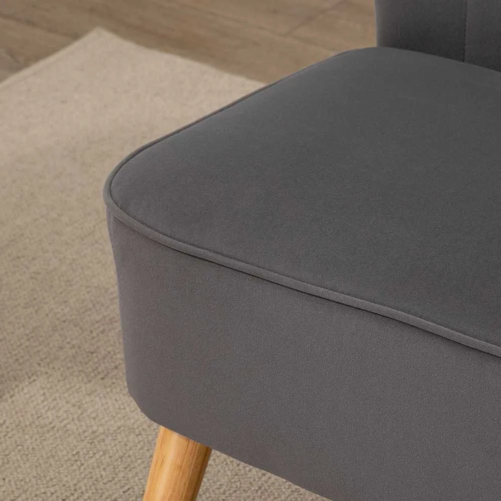 HOMCOM 2-vietė sofa, dvivietis suolo tipo krėslas, linų audinio išvaizda, medinės kojelės, iki 150 kg, tamsiai pilka, 117 x 56,5 x 77 cm