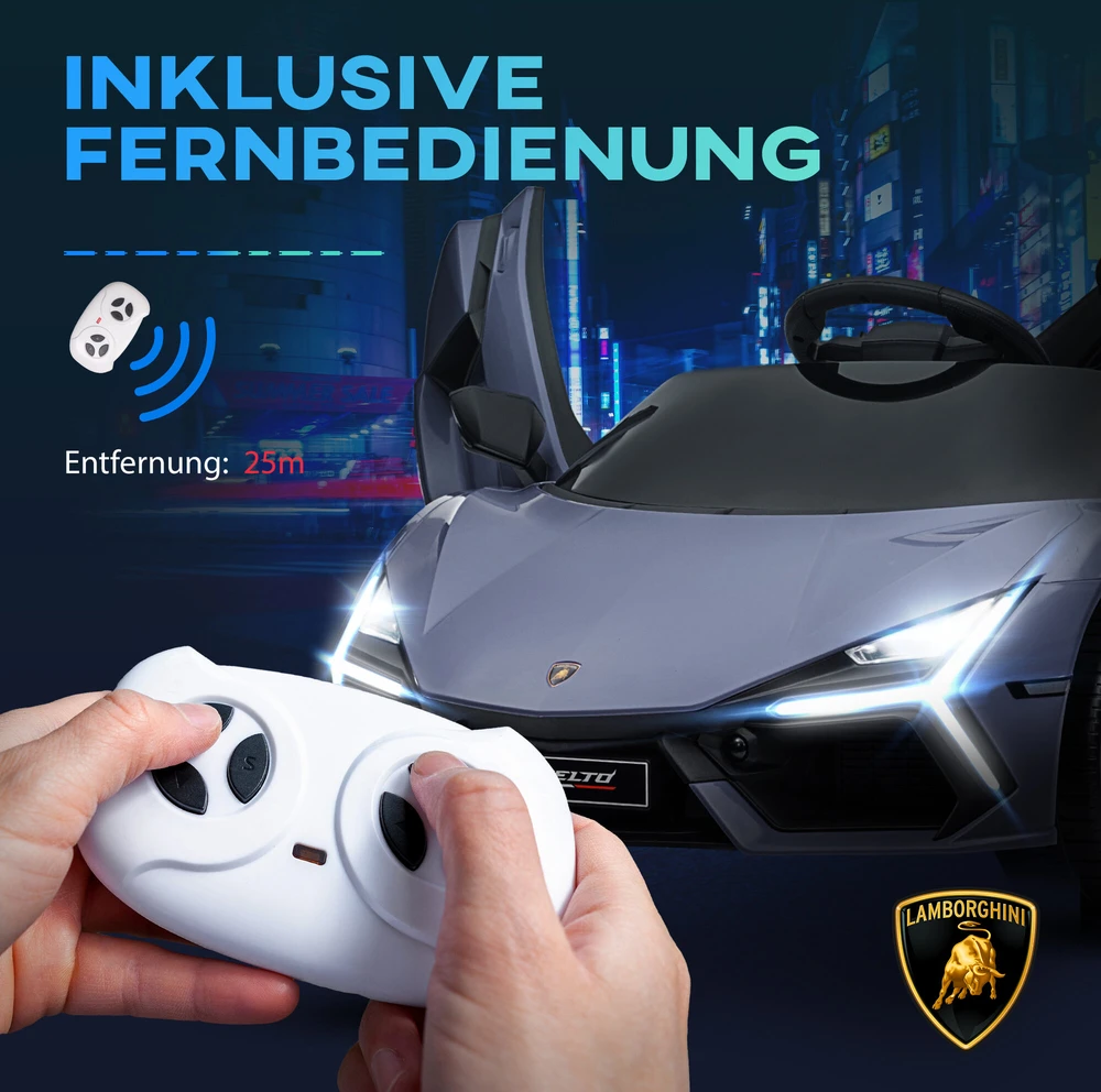 AIYAPLAY vaikiškas elektromobilis, 12 V, su 2,4 G nuotolinio valdymo pultu, muzika, amortizatoriais, žibintais, USB/MP3 jungtimi, atbulinės eigos funkcija, 3-5 km/h, vaikams nuo 3-5 metų, pilkas