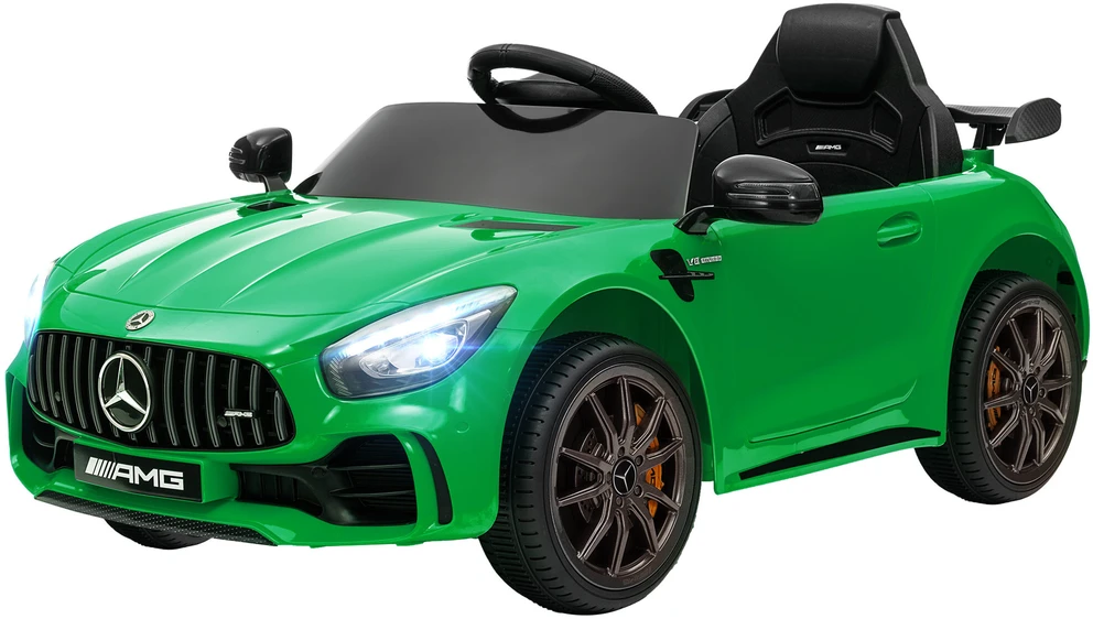 AIYAPLAY vaikiškas elektromobilis 12 V, su 2,4G nuotolinio valdymo pulteliu, USB, MP3, muzika, transporto priemonė su šviesomis, švelnus startas, atbulinės eigos funkcija, 3-5 km/h, vaikams nuo 3-6 metų, žalias