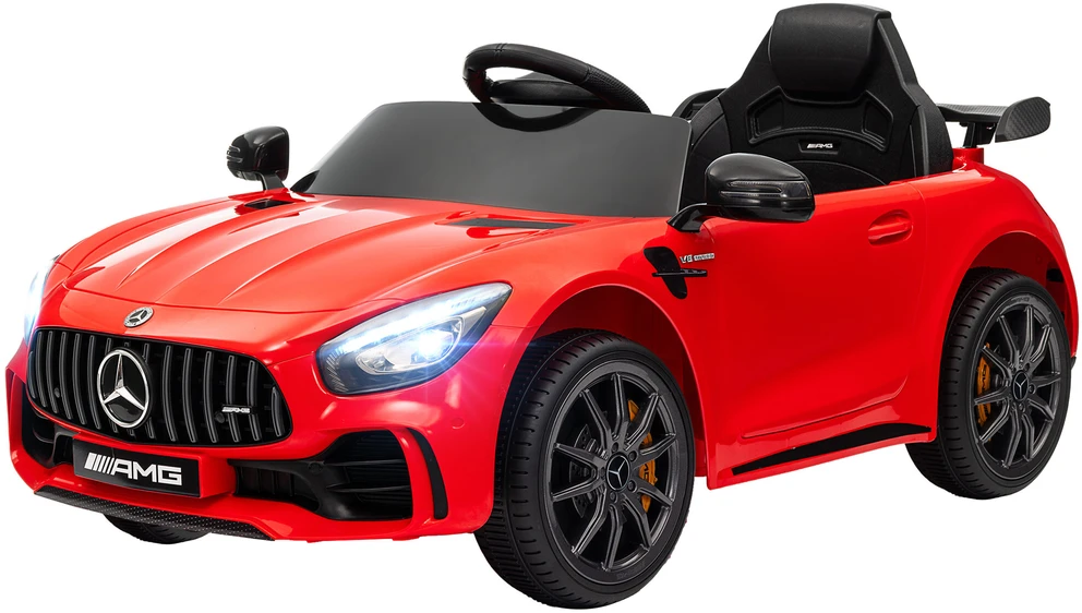 AIYAPLAY vaikiškas elektromobilis 12 V, vaikiškas automobilis su 2,4G nuotolinio valdymo pulteliu, USB, MP3, muzika, transporto priemonė su šviesomis, švelnus startas, atbulinės eigos funkcija, 3-5 km/h, vaikams nuo 3-6 metų, raudonas