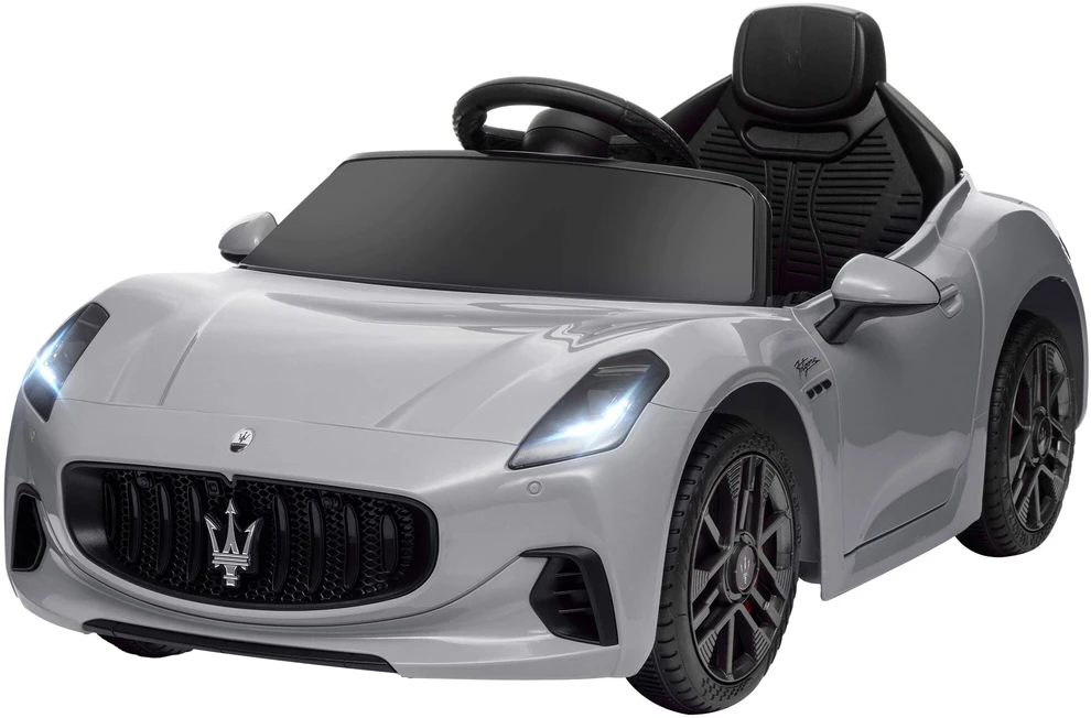 AIYAPLAY vaikiškas elektrinis automobilis 12V vaikiškas automobilis su 2,4 GHz nuotolinio valdymo pulteliu, 2 varikliai, vaikiška transporto priemonė su garsiniu signalu, LED, muzika, švelnus užvedimas, elektrinė transporto priemonė su papildomu ratu, skirta 3-5 metų vaikams, pilka spalva