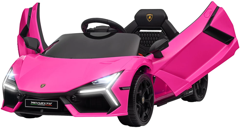 AIYAPLAY vaikiškas elektromobilis 12V, su 2,4G nuotolinio valdymo pulteliu, muzika, šviesomis, USB/MP3 jungtimi, atbuline eiga, iki 5 km/h, vaikams nuo 3-5 metų, rožinis