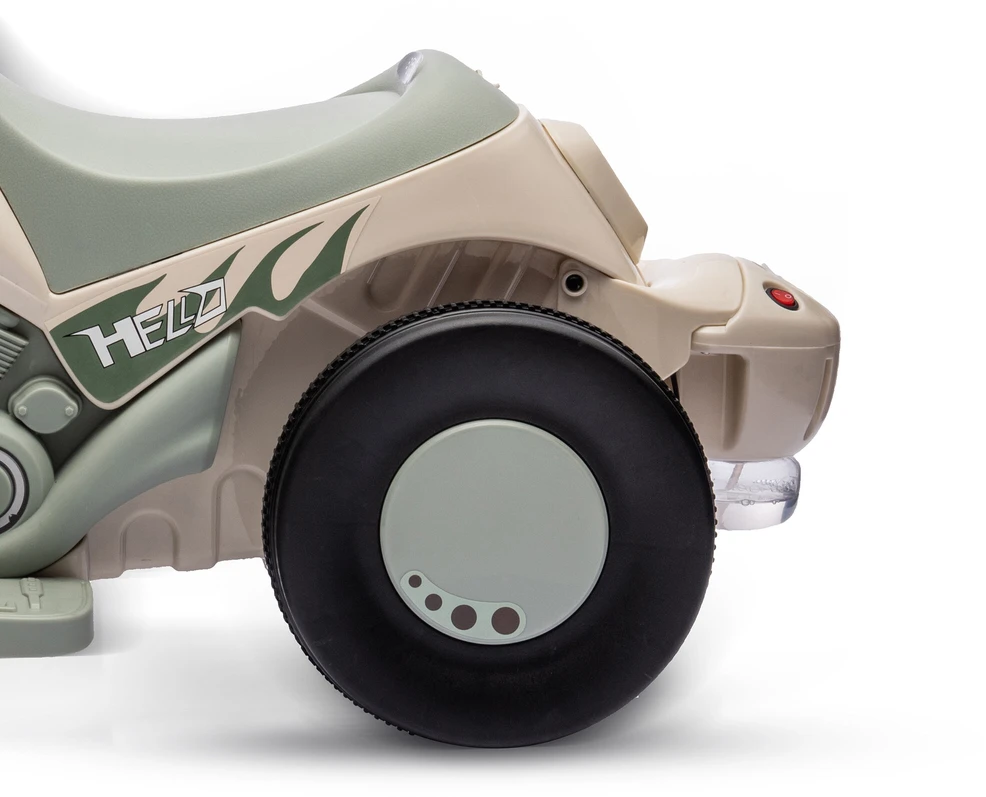 Vaikiškas elektrinis motociklas AIYAPLAY, 6V, su muzika ir burbulų pūtimo funkcija, su žibintais, 2,5-3 km/val., 2-5 metų vaikams, iki 30 kg, kreminės baltos spalvos