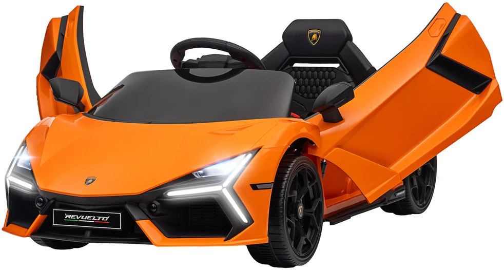 AIYAPLAY vaikiškas elektromobilis 12V, su 2,4G nuotolinio valdymo pulteliu, muzika, šviesomis, USB/MP3 jungtimi, atbulinės eigos funkcija, iki 5 km/h, 3–5 metų vaikams, oranžinis