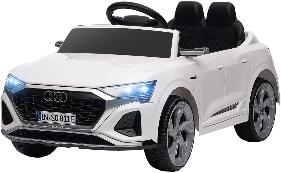 AIYAPLAY vaikiškas elektromobilis 12V su 2,4G nuotolinio valdymo pulteliu, MP3 muzika, garsiniu signalu, žibintais, 4 amortizuotais ratais, 3-5 km/h, 3-6 metų vaikams, baltas