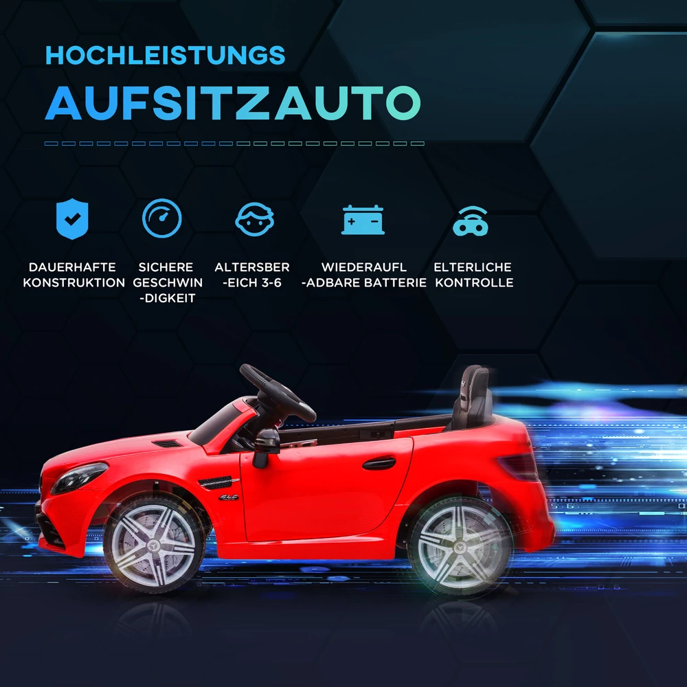 AIYAPLAY vaikiškas elektrinis automobilis, 12V vaikiškas automobilis su 2.4G nuotolinio valdymo pultu, muzikiniu USB, LED žibintais, elektrinis automobilis su garso signalu, saugos diržu, 3-5 km/h, skirtas 3-6 metų vaikams, raudonos spalvos