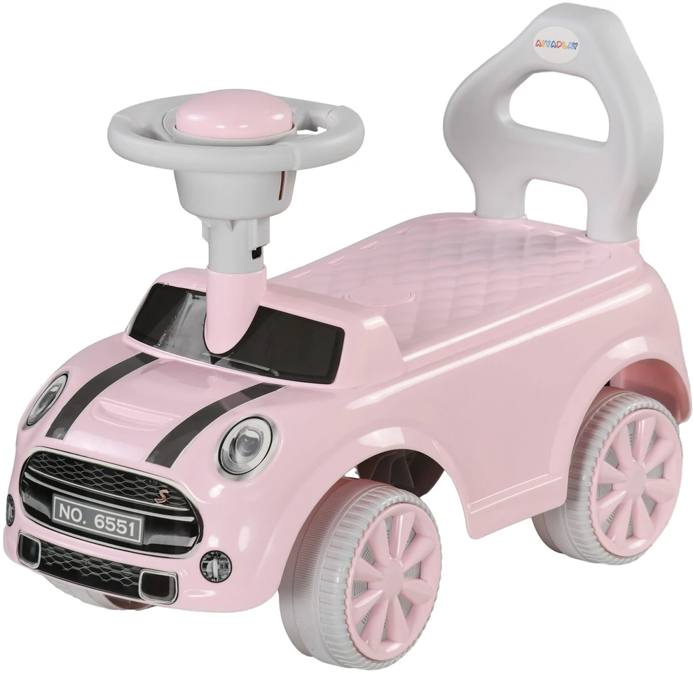 AIYAPLAY vaikiškas paspirtukas-mašinėlė, transporto priemonė vaikams, stumiamas automobilis su apsauga nuo apvirtimo, rožinė, 53 x 25 x 35 cm | Aosom