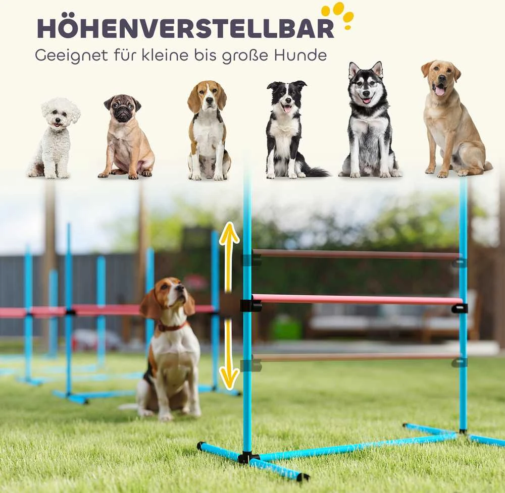 Aosom Agility Setas, 99x65x94 cm, Šviesiai mėlyna, Reguliuojama treniruočių įranga