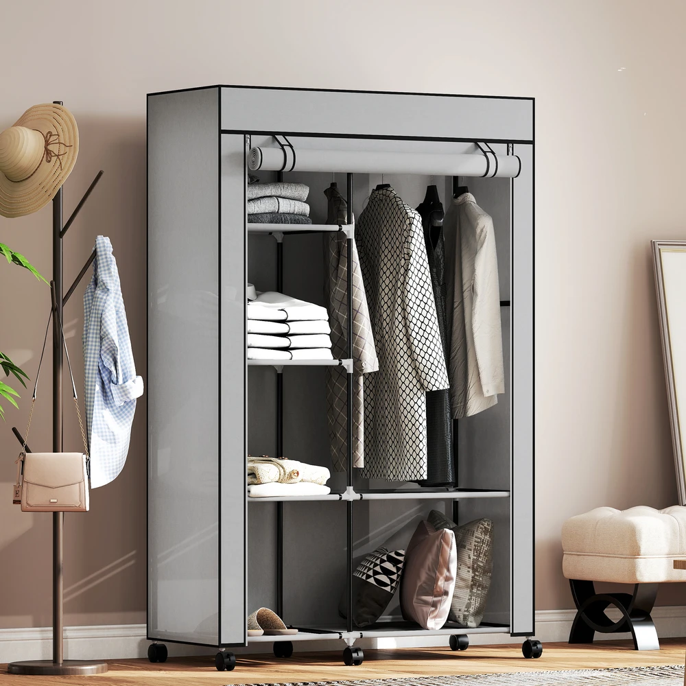 Aosom Audinio spinta 103x43x162,5 cm šviesiai pilka, laikymo vieta