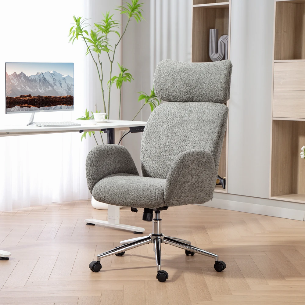 Aosom Biuro kėdė Reguliuojamas galvos atrama 65x75x115 cm Tamsiai pilka