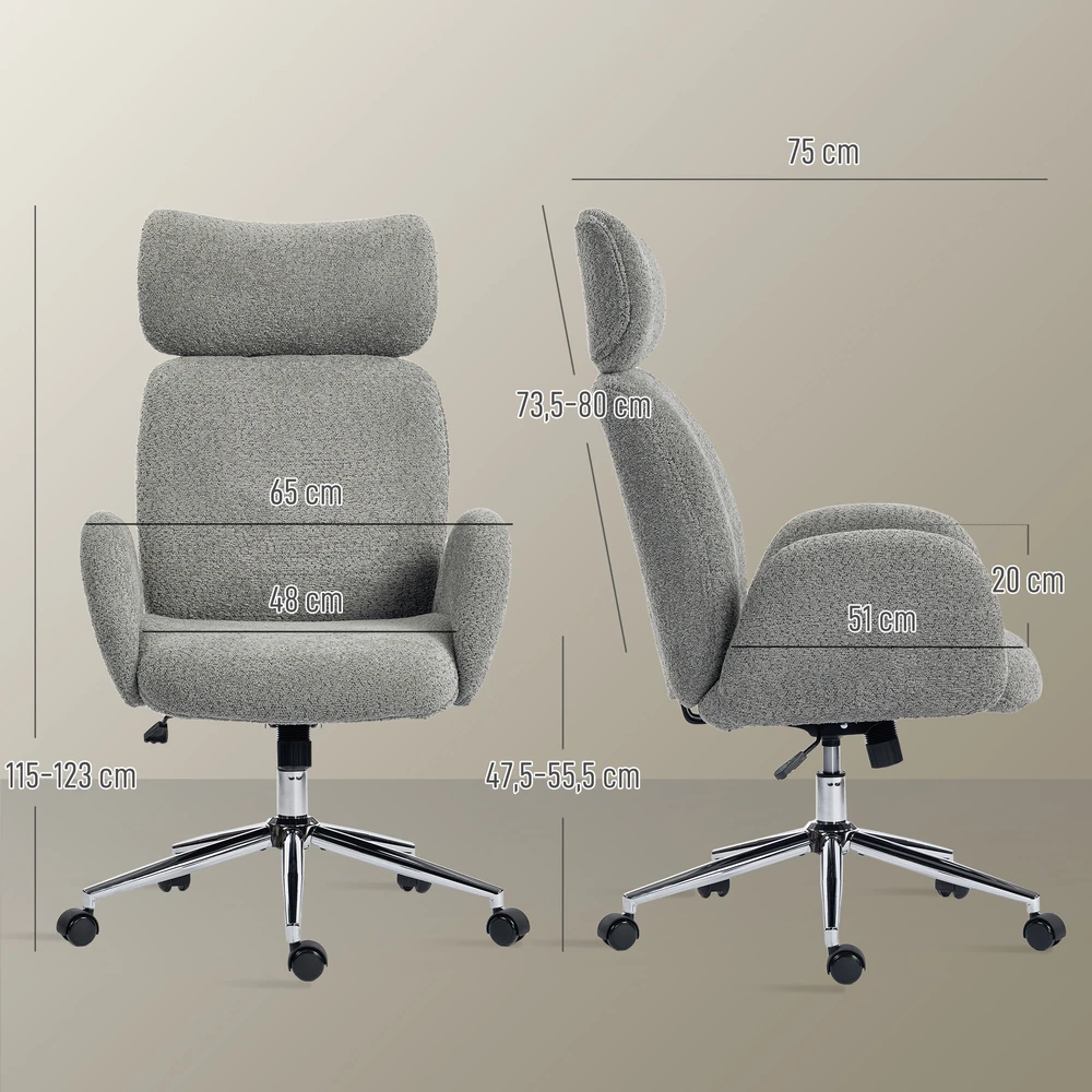 Aosom Biuro kėdė Reguliuojamas galvos atrama 65x75x115 cm Tamsiai pilka