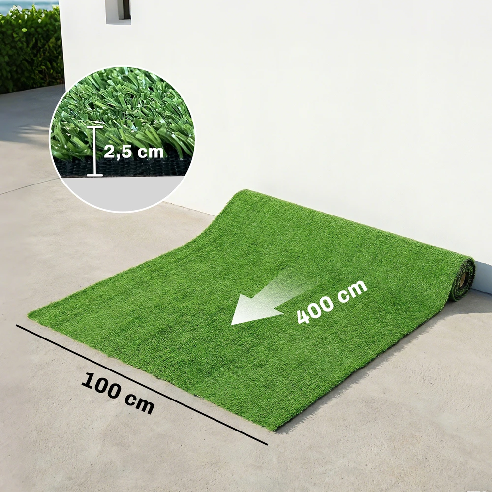 Aosom Dirbtinės žolės kilimas 100x400 cm žalias