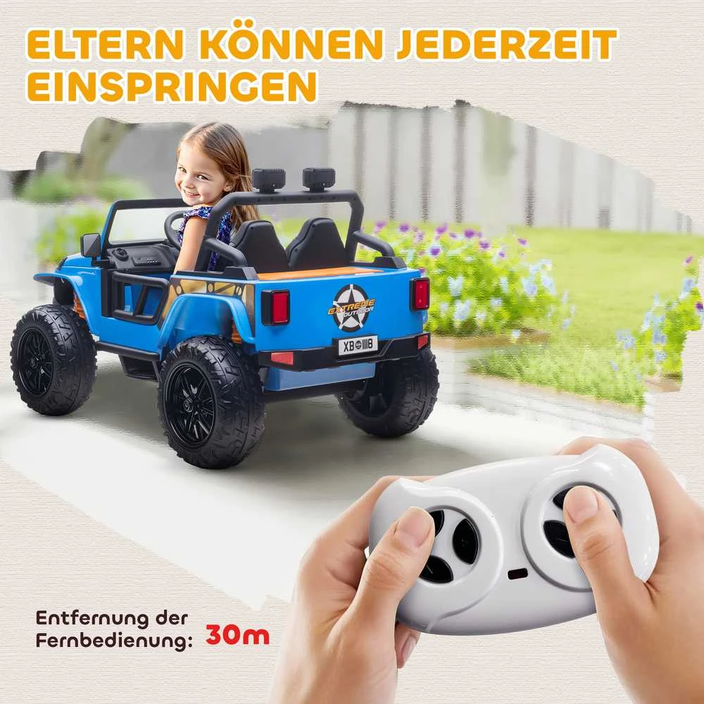 Aosom Elektrinis vaikiškas automobilis, 123.5x70.3x71.3 cm, mėlynas, metalas plastikas