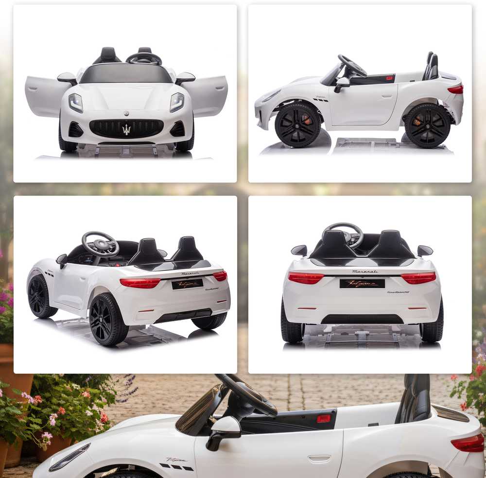 Aosom Elektrinis vaikiškas automobilis, Maserati, 120x72x50 cm, balta, plastikas