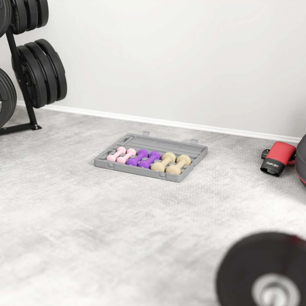 Aosom Hantelių rinkinys, 6 dalių reguliuojami hanteliai su dėklu, 43x18x7,5 cm, rožinė, plastikas