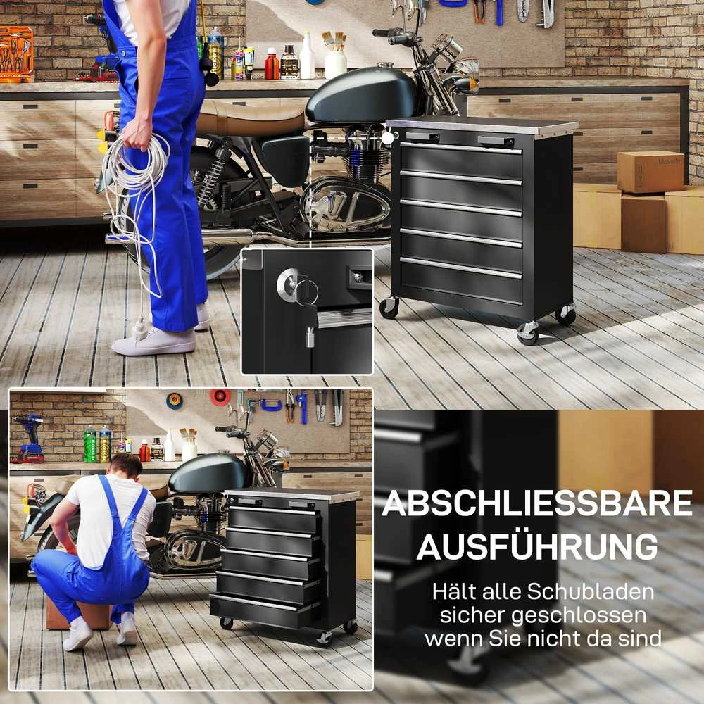 Aosom Įrankių spintelė, 65.5x34.5x76 cm, sidabrinė juoda, plienas