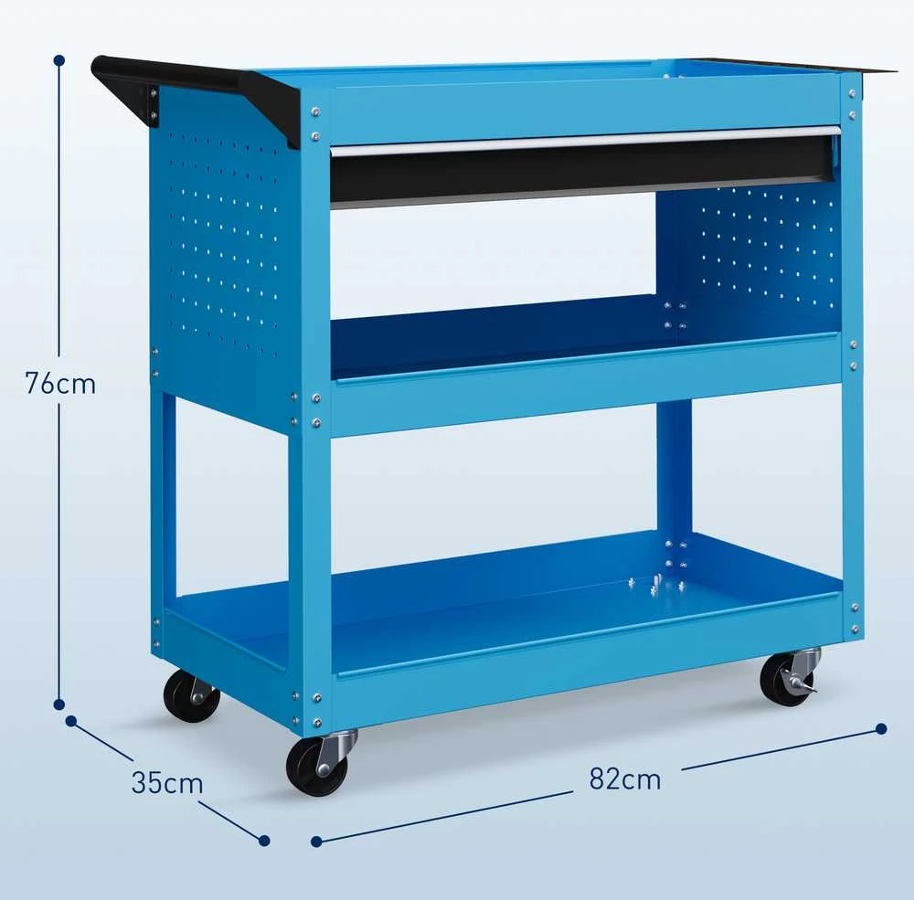 Aosom Įrankių vežimėlis 82x35x76 cm Mėlynas Metalas