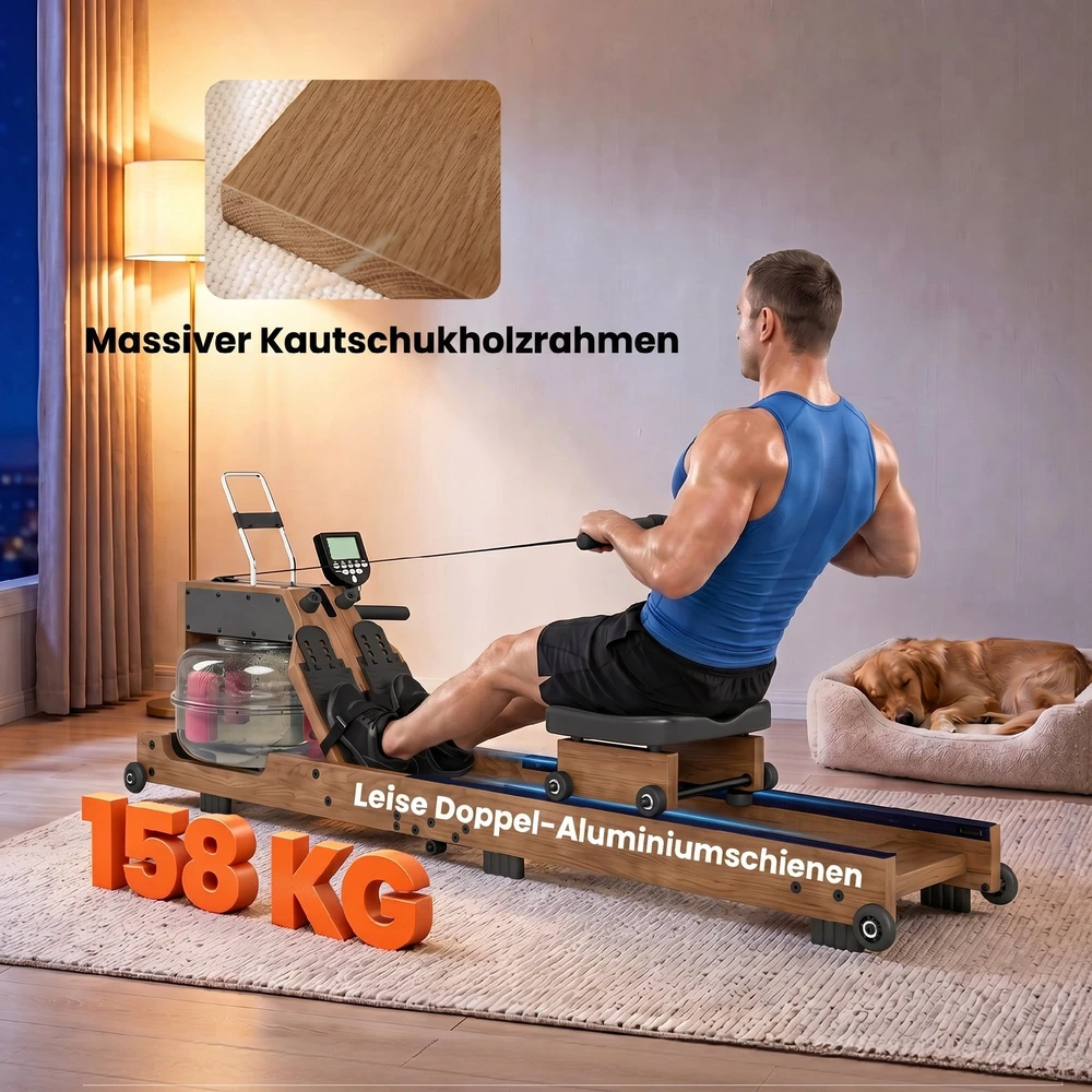 Aosom Irklavimo treniruoklis 182x42x67 cm ąžuolas, kaučiukmedis ir aliuminis